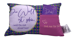 Hergo Geschenk-Kissen Mit Tasche 30x20cm - 1918 Die Welt Ist Schön