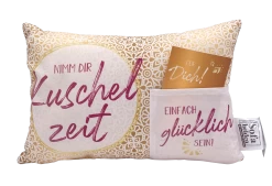 Hergo Geschenk-Kissen Mit Tasche 30x20cm - 1920 Nimm Dir Kuschelzeit