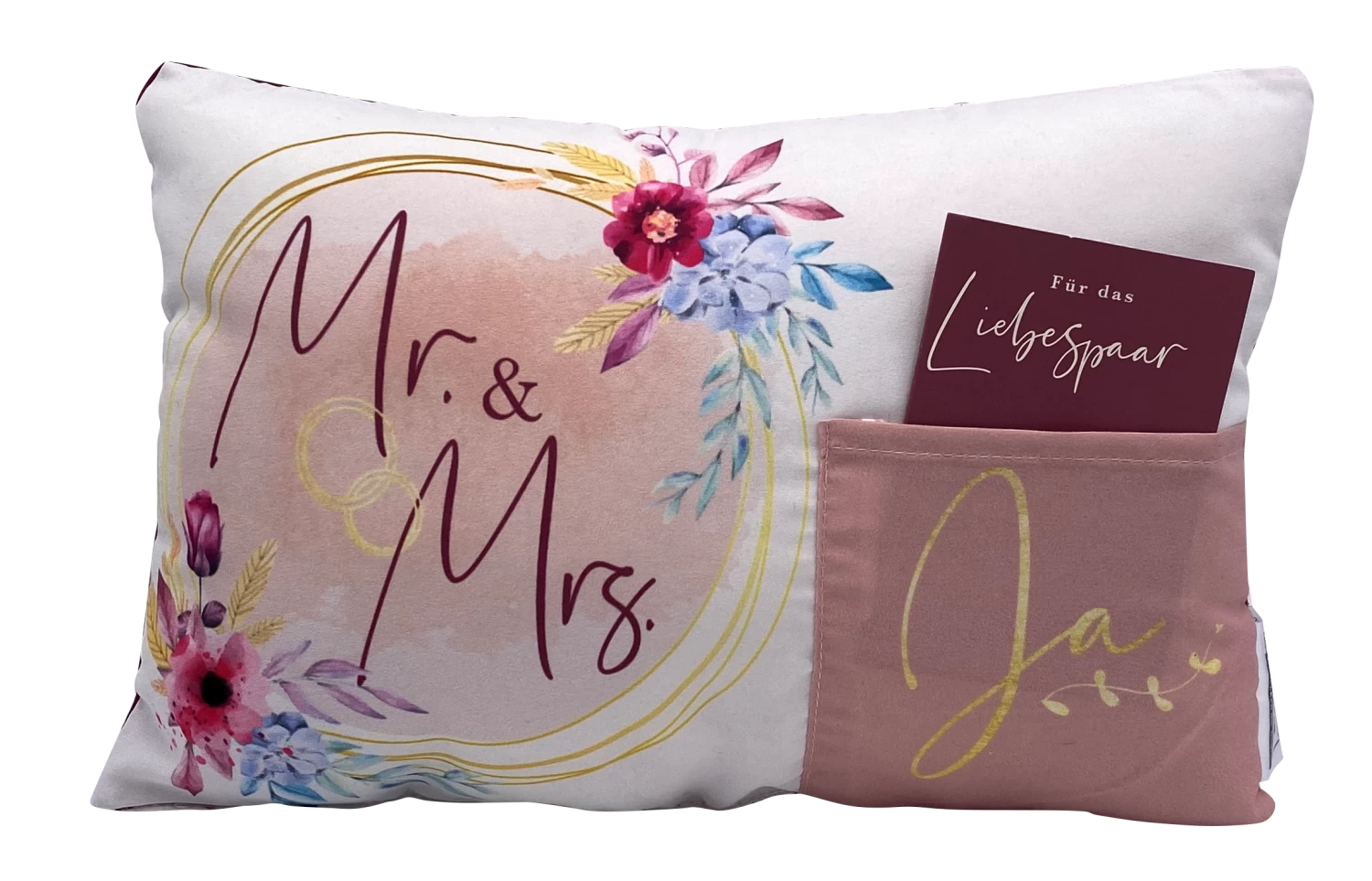 Hergo Geschenk-Kissen Mit Tasche 30x20cm - 1921 Mr. & Mrs.