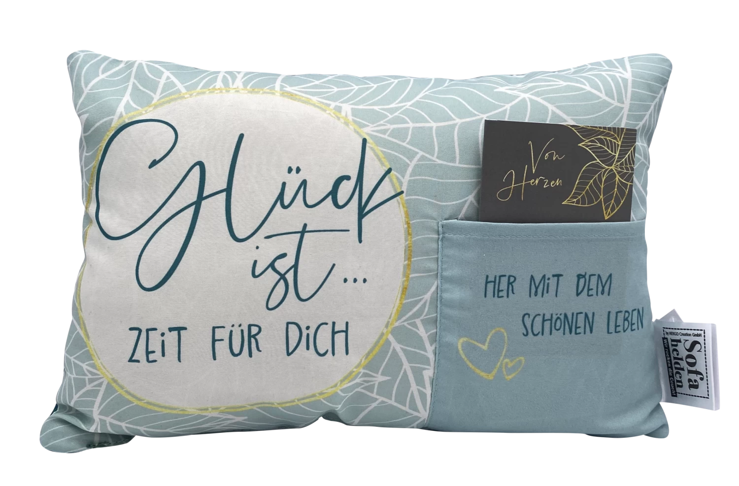 Hergo Geschenk-Kissen Mit Tasche 30x20cm - 1933 Glück Ist... Zeit Für Dich