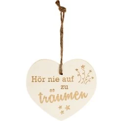 Kleines Vintage-Herz Aus Holz "Hör Nie Auf Zu Träumen" 24004