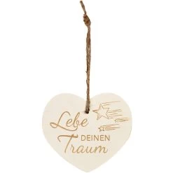 Kleines Vintage-Herz Aus Holz "Lebe Deinen Traum" 24008