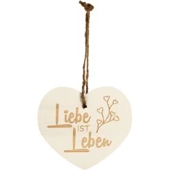 Kleines Vintage-Herz Aus Holz "Liebe Ist Leben" 24009