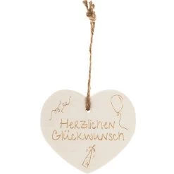 Kleines Vintage-Herz Aus Holz "Herzlichen Glückwunsch" 24017