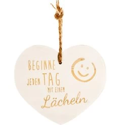 Vintage-Herz Aus Holz "Beginne Jeden Tag Mit Einem Lächeln" 24026