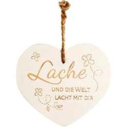 Vintage-Herz Aus Holz "Lache Und Die Welt Lacht Mit Dir" 24027