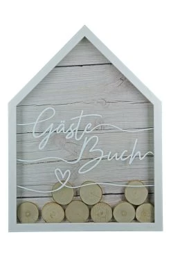 Gilde 44069 Gästebuch Haus Naturfarben Mit 55 Holzscheiben Zum Beschriften