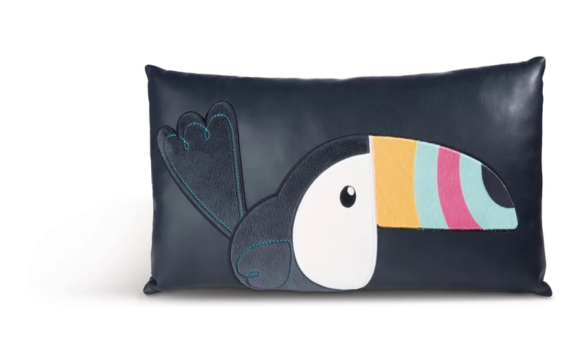 Nici 45169 Kissen Tukan Aus Kunstleder Mit Plüschapplikationen Tropicano Toucan