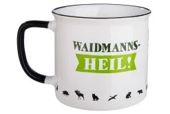 Gilde 46157 Keramik Tasse "WAIDMANNS-HEIL!" Grün Weiß Emaille-Design Ca. 390ml -Heimdekoration Verkäufe 46157 3 3