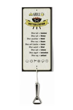Gilde Alu Schild Wetterstation "Grill" 30x14cm Inkl. Flaschenöffner 46788