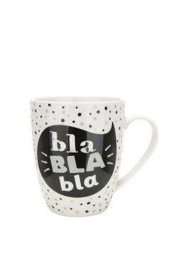 Gilde 46801 Porzellan-Tasse "bla BLA Bla" Weiß Schwarz Ca 360ml Porzellan