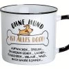 Gilde 46927 Keramik Tasse "Ohne Hund Ist Alles Doof..." Emaille-Design Ca. 390ml