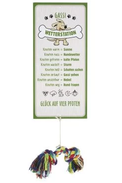 Gilde Alu Schild Wetterstation "Gassi" 30x14cm Inkl. Hundeknoten 46944