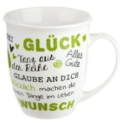 Gilde 49630 Jumbo-Tasse "GLÜCK" Mit Guten Wünschen Ca 400ml Porzellan