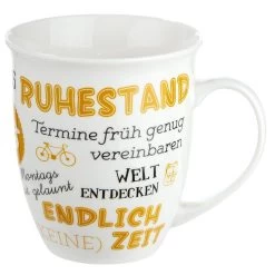 Gilde 49633 Jumbo-Tasse "Ruhestand" Mit Sprüchen Gelb 400ml Porzellan