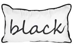 Gilde Stoffkissen "Black" Auf Weißem Grund Ca. 48x27cm Casablanca Design