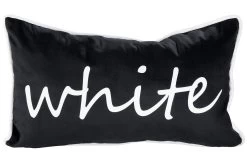 Gilde Stoffkissen "White" Auf Schwarzem Grund Ca. 48x27cm Casablanca Design