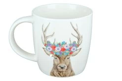 Gilde 49996 Porzellan Tasse "Hirsch Mit Blumenkranz" Ca. 380ml