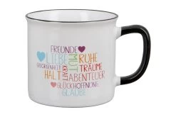 Gilde 50534 Keramik Tasse "Schlagworte" Ca. 390ml