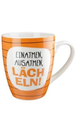 Gilde 50763 Porzellan Tasse "Lächeln" Ca. 360ml Orange