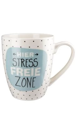 Gilde 50765 Porzellan Tasse "Stressfreie Zone" Ca. 360ml Weiß