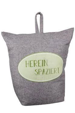 Gilde 50778 Türstopper "Hereinspaziert" Sack Aus Stoff Ca 20cm Grau