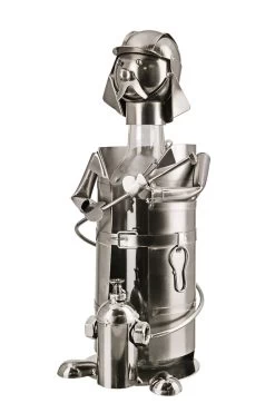 Gilde 65087 Flaschenhalter Feuerwehr Mann Vernickelt 39cm Für 0,5L Bier/Wein-Flaschen