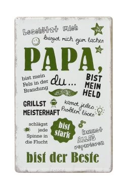 Gilde 68677 Metall Schild Weisheit "Papa" Ca. 19x30 Cm