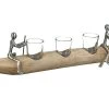 Gilde Alu-Schiffchen Mit Kerzenhalter "Rowing" Aus Mangoholz