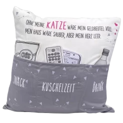 Hergo Sofahelden Kissen Mit Taschen 43x43cm - Katzenkissen 8768
