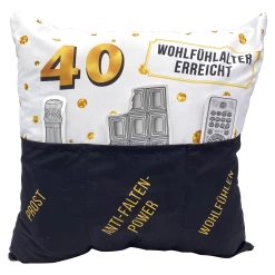 Hergo Sofahelden Kissen Mit Taschen 43x43cm - 40. Geburtstag 8775