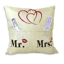 Hergo Sofahelden Kissen Mit Taschen 43x43cm - Mr. & Mrs. 8805