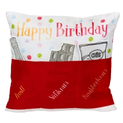 Hergo Sofahelden Kissen Mit Taschen 43x43cm - Happy Birthday Rot 8976