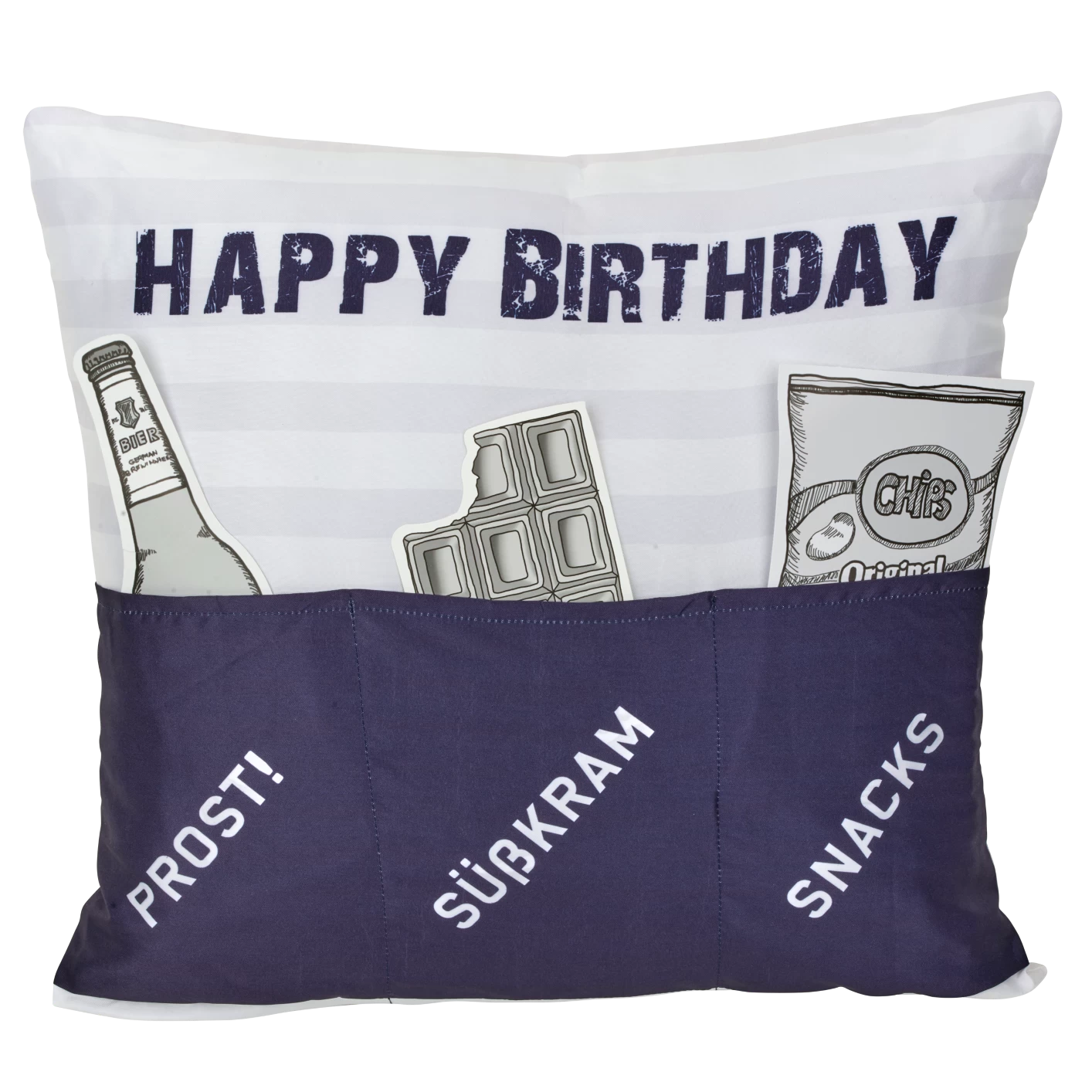 Hergo Sofahelden Kissen Mit Taschen 43x43cm - Happy Birthday Blau 8977 1 Hergo Sofahelden Kissen Mit Taschen 43x43cm - Happy Birthday Blau 8977