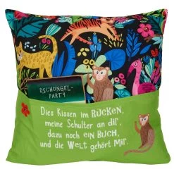 Hergo Sofahelden Kissen Mit Taschen 43x43cm - Lesekissen Kids - Dschungel 9031