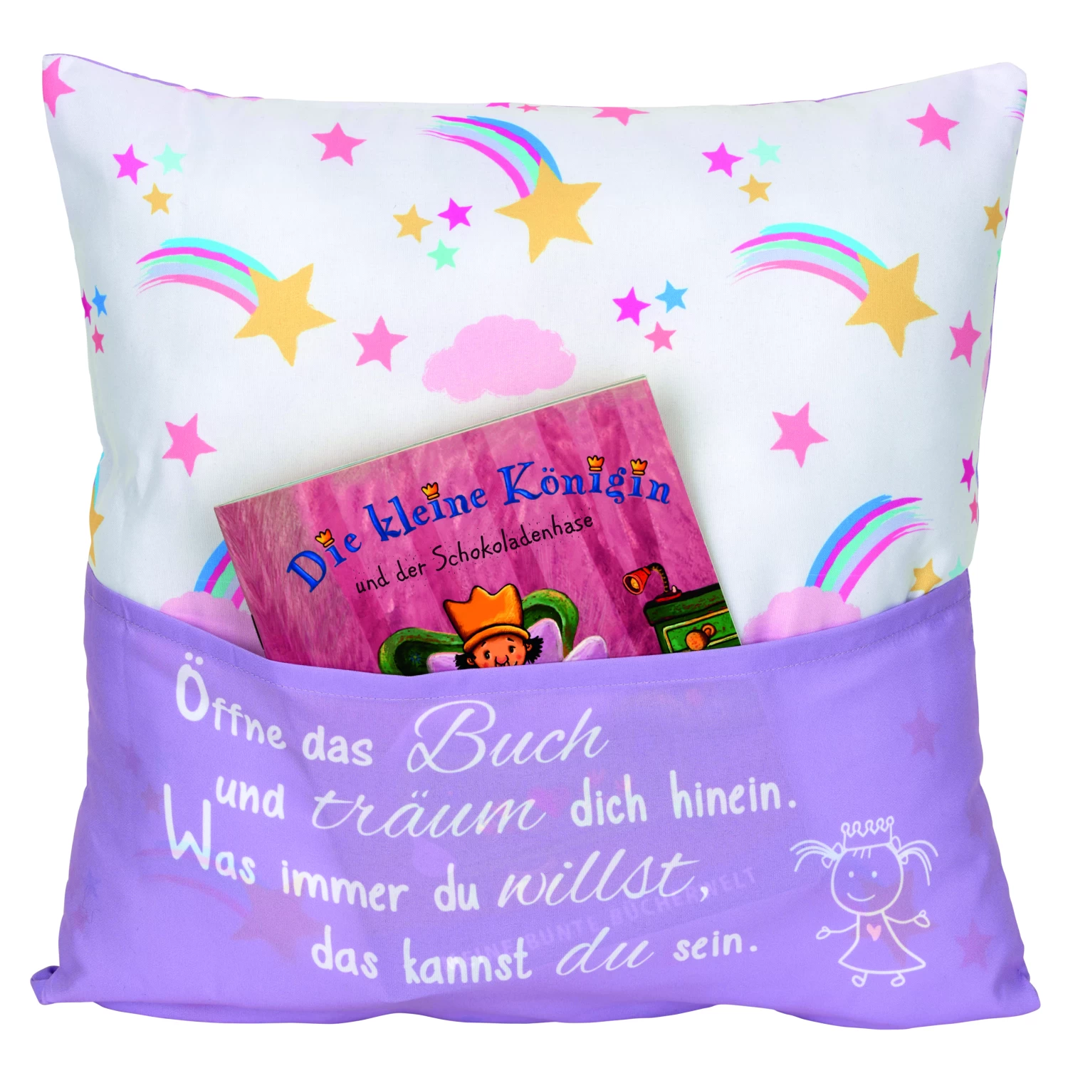 Hergo Sofahelden Kissen Mit Taschen 43x43cm - Lesekissen Kids - Prinzessin 9032