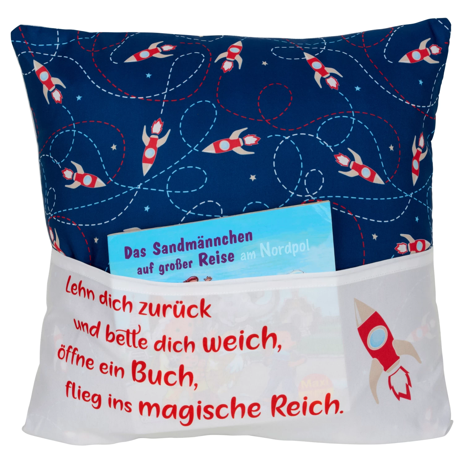 Hergo Sofahelden Kissen Mit Taschen 43x43cm - Lesekissen Kids - Rakete 9034 1 Hergo Sofahelden Kissen Mit Taschen 43x43cm - Lesekissen Kids - Rakete 9034