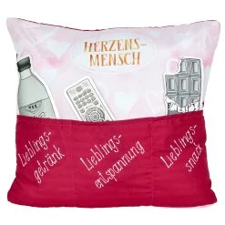 Hergo Sofahelden Kissen Mit Taschen 43x43cm - Herzensmensch 9084