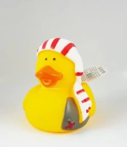 Gummiente Badeente Mit Quietsche - Pirat Mit Rot-weißem Tuch